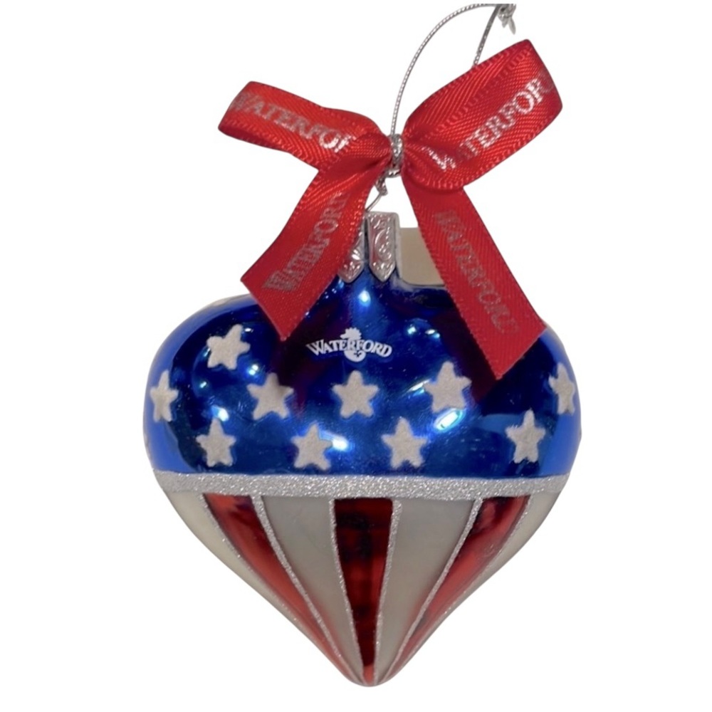Vintage Waterford Heirloom Ornament ‘Stars & Stripes’ Heart 2003 Avon Exclusive